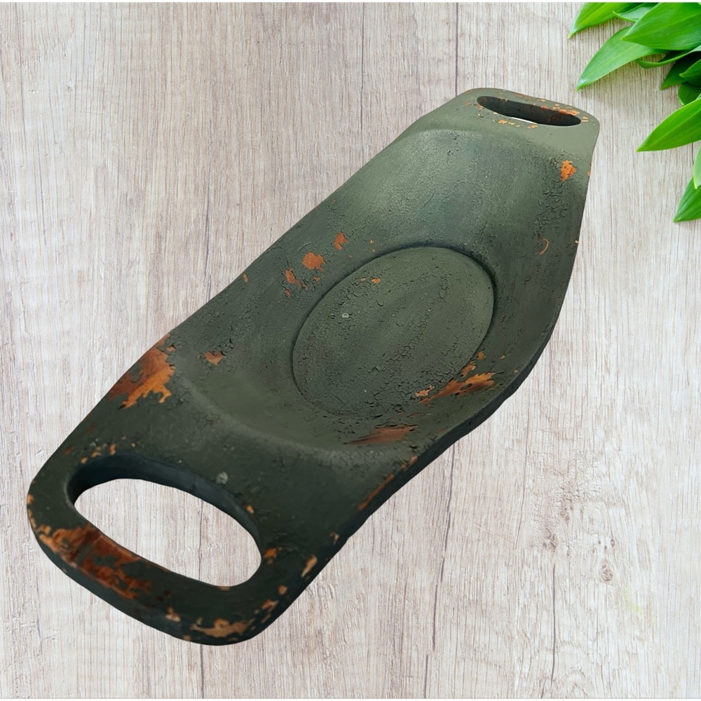 Wood chippy rustic basil green farmhouse decor bowl primitive folkart